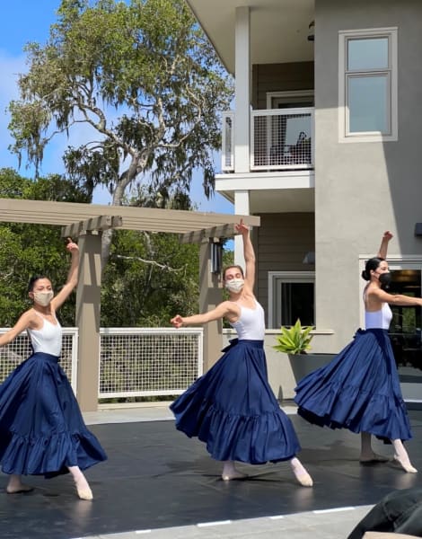 A local dance group puts on a performance for the residents of Monterey (CA).