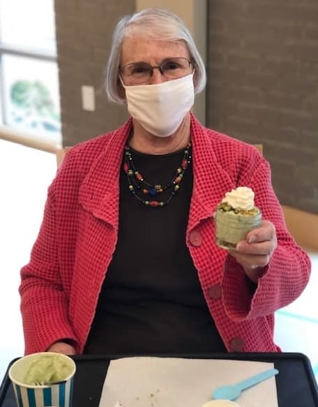 A Ballard resident shows off her pistachio pie in a jar!