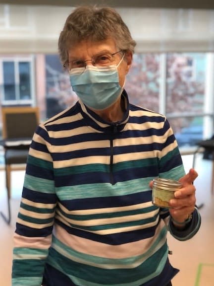 A Ballard resident shows off her pistachio pie in a jar!