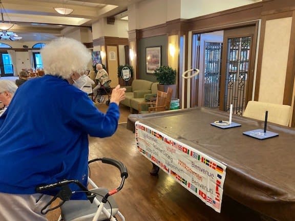 Residents competed in the ring toss at Campbell (CA).