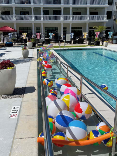 Beach balls fill the brand new pool at Carolina Park in anticipation of the Beach Ball Party.