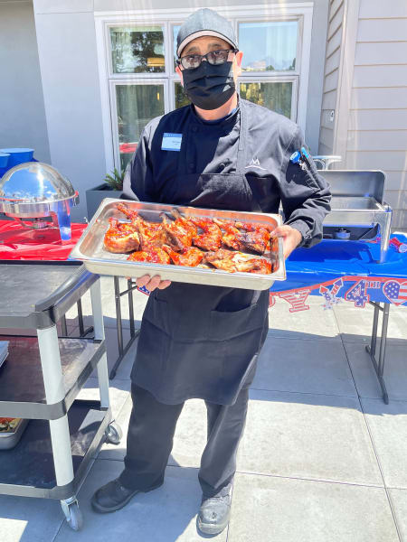 Monterey's (CA) chef got out on the grill and whipped up some tasty barbeque for the community.