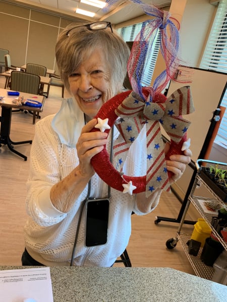 A Rolling Hills Estates (CA) resident proudly shows of their Independence Day Wreath.