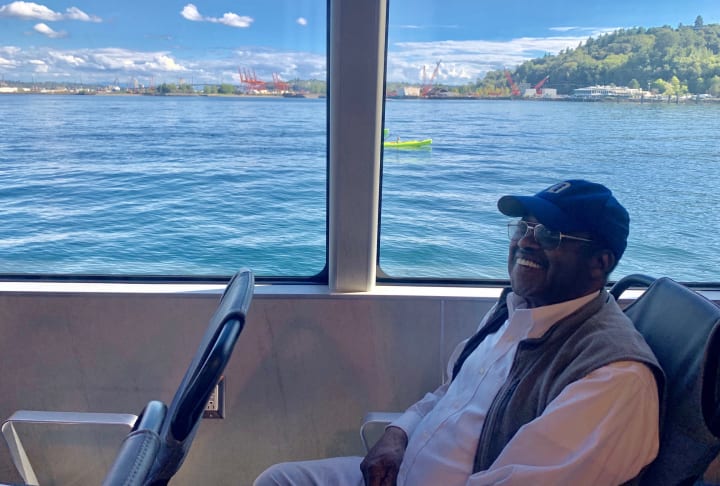 Resident enjoying the West Seattle Water Taxi ride