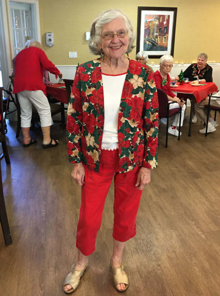 A Barkley Place resident gets in the party spirit as she wears a Christmas themed sweater!