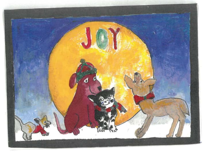 One of the adorable art submissions featured dogs and snow!