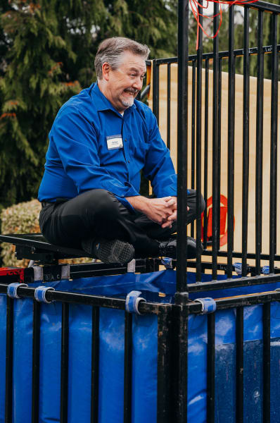 Tacoma's General Manager Rob volunteers to be in the dunk tank!