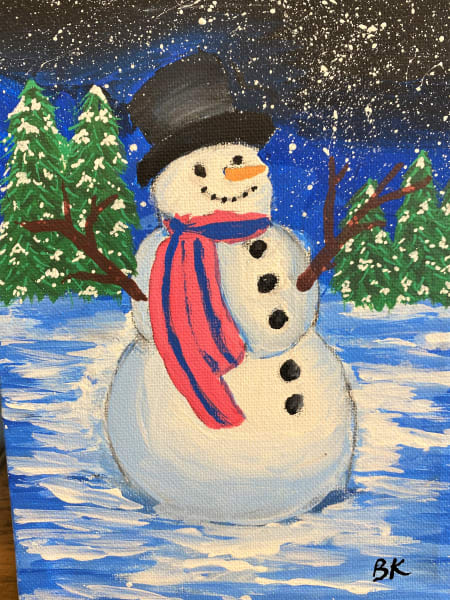 A snowman painting