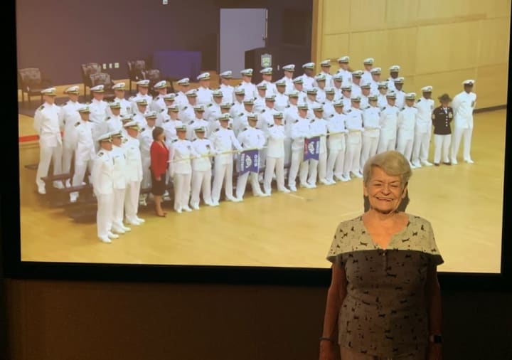 Audrey and her grandson's Navy class