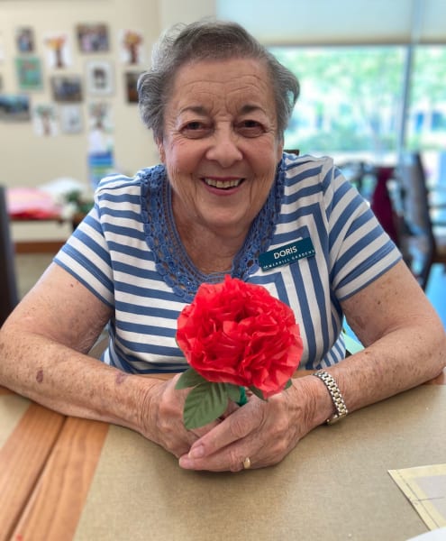 One Woodstock resident shows off her gorgeous paper flower.