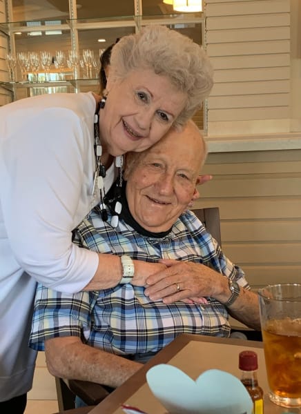 A charming West Covina (CA) couple get close for a photo.