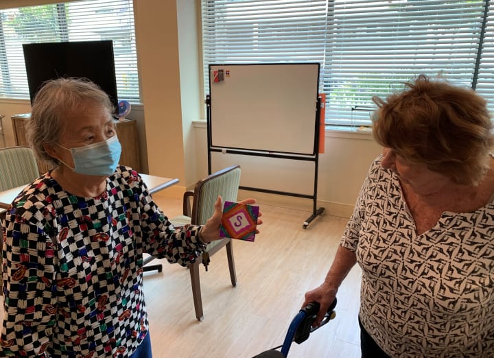 Rolling Hills Estates residents work on their colorful and fun coasters!