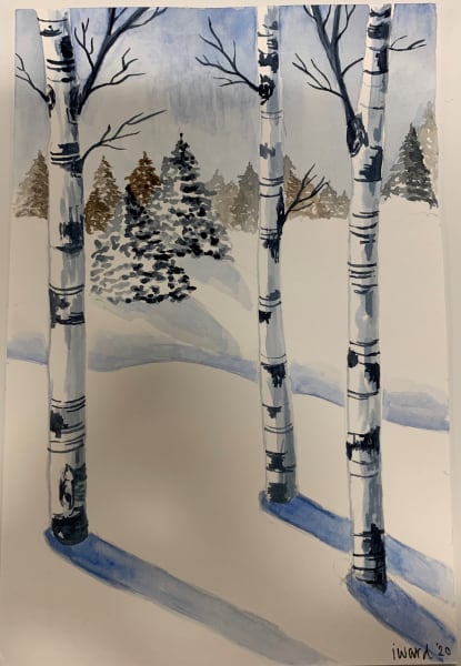 a painting of trees